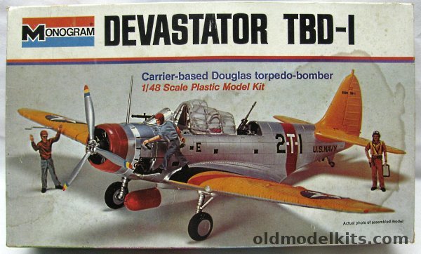 Monogram 1/48 Devastator TBD-1 with Diorama Instructions - VT-2 Lexington 1939 / VT-6 Enterprise 1939 / VT-8 Hornet 1941 / VT-6 Enterprise 1942, 7575 plastic model kit